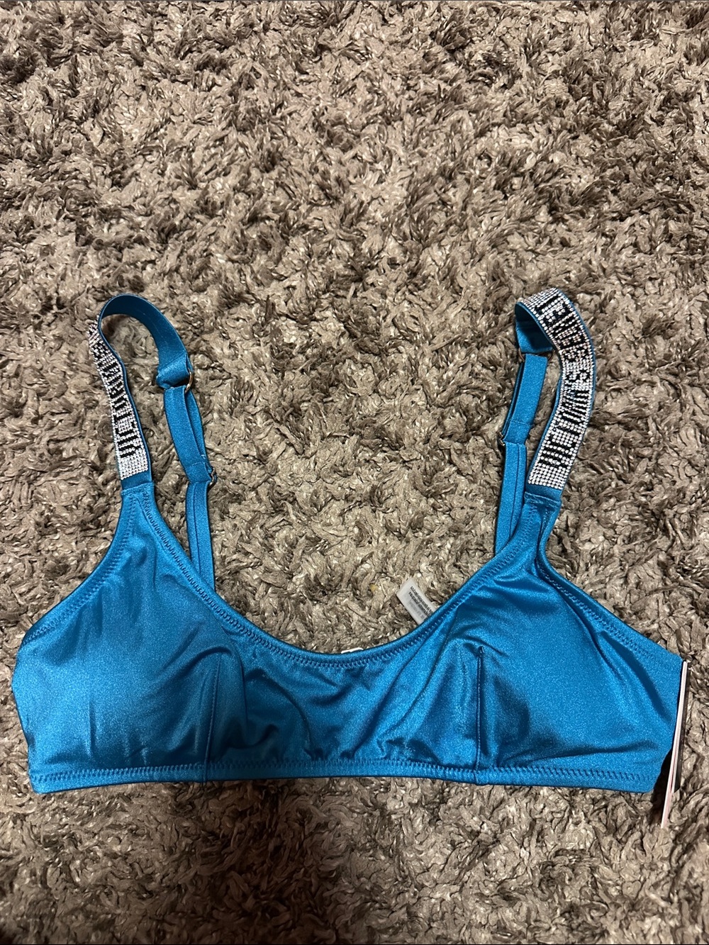 Turquoise Bling Strap Bikini Top